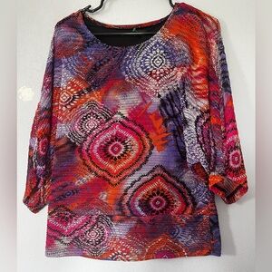Cocomo Colorful Boho flatter sleeve pullover Top. Size S